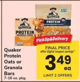 Safeway Quaker Protein Oats or Granola Bars offer