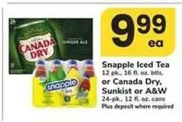 Safeway Snapple Iced Tea or Canada Dry, Sunkist or A&W offer
