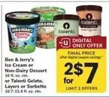 Safeway Ben & Jerry's Ice Cream or Talenti Gelato offer
