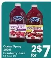 Safeway Ocean Spray 100% Cranberry Juice offer