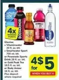 Safeway Glaceau Vitaminwater, Smartwater Sport, Powerade Sports Drink, Gold Peak Tea, Body Armor offer