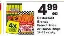 Safeway Restaurant Brands French Fries or Onion Rings offer