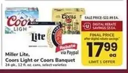 Safeway Miller Lite, Coors Light or Coors Banquet offer