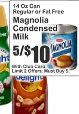 Almonte's Food Dynasty Marketplace 14 Oz Can Regular or Fat Free Magnolia Condensed Milk offer