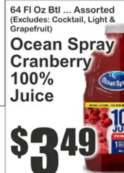 Almonte's Food Dynasty Marketplace Ocean Spray Cranberry 100% Juice offer