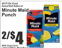 Food Universe 59 Fl Oz Cont Assorted Ades or Minute Maid Punch offer