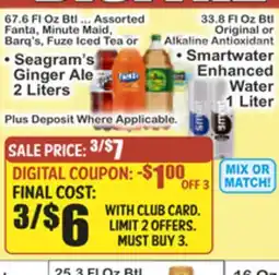 Key Food • Seagram's Ginger Ale 2 Liters • Smartwater Enhanced Water offer