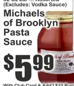 Key Food Michaels of Brooklyn Pasta Sauce offer