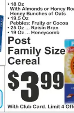 Key Food Post Family Size Cereal offer