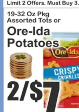 Key Food 19-32 Oz Pkg Assorted Tots or Ore-Ida Potatoes offer