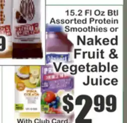 Key Food 15.2 Fl Oz Btl Assorted Protein Smoothies or Naked Fruit & Vegetable Juice offer