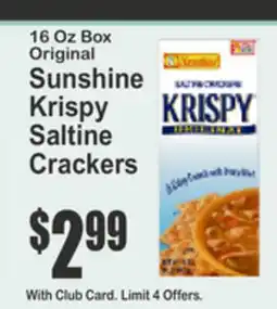 Key Food Sunshine Krispy Saltine Crackers 6 Oz Box Original offer