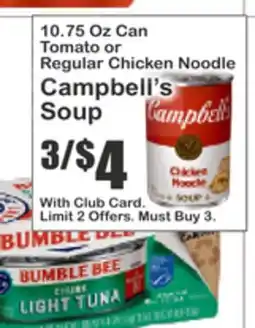 Key Food 10.75 Oz Can Tomato or Regular Chicken Noodle Campbell's Soup offer
