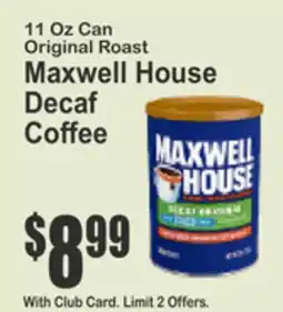 Key Food Original Roast Maxwell House Decaf Coffee offer