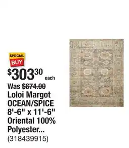 The Home Depot Loloi Margot OCEAN/SPICE 8'-6 x 11'-6 Oriental 100% Polyester Area Rug offer