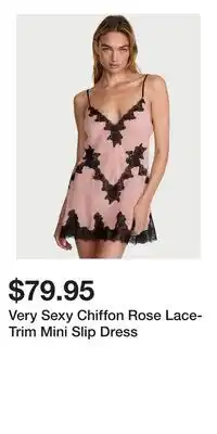 Victoria's Secret Very Sexy Chiffon Rose Lace-Trim Mini Slip Dress offer