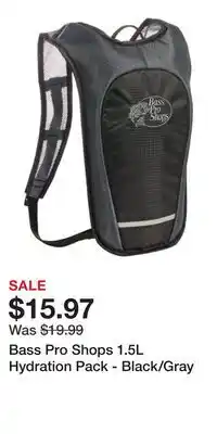 Cabela's Bass Pro Shops 1.5L Hydration Pack - Black/Gray offer