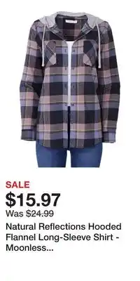 Cabela's Natural Reflections Hooded Flannel Long-Sleeve Shirt - Moonless Night Plaid - S offer