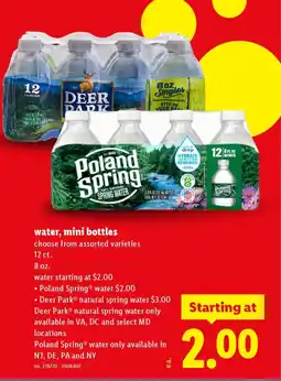 Lidl Water, mini bottles offer