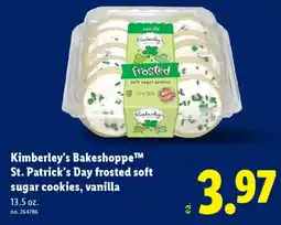 Lidl Kimberley's Bakeshoppe St. Patrick's Day frosted soft sugar cookies, vanilla offer