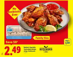 Lidl Butcher's Specialty fresh whole chicken wings, family pack offer