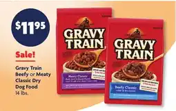 Family Dollar Gravy Train Beefy or Meaty Classic Dry Dog Food offer