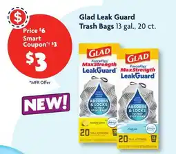 Family Dollar Glad Leak Guard Trash Bags offer