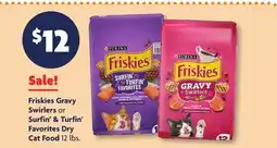 Family Dollar Friskies Gravy Swirlers or Surfin' & Turfin' Favorites Dry Cat Food offer