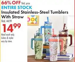 Boscov's Insulated Stainless-Steel Tumblers With Straw offer