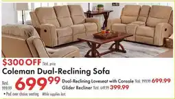 Boscov's Coleman Dual-Reclining Sofa offer