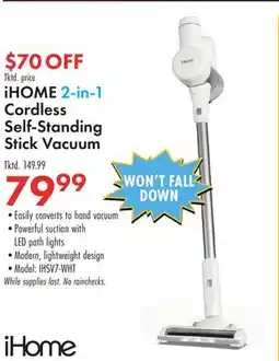 Boscov's iHOME 2-in-1 Cordless Self-Standing Stick Vacuum offer