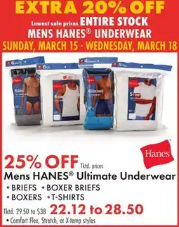 Boscov's Mens HANES Ultimate Underwear offer