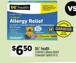 Dollar General DG health Children's Allergy Relief Chewable Tablets offer
