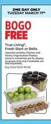 Dollar General True Living, Fresh Start or Bella Kitchen and Pantry Organization Plastics offer