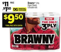 Dollar General Brawny 3 Ply Paper Towels offer