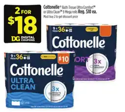 Dollar General Cottonelle Bath Tissue Ultra Comfort or Ultra Clean offer