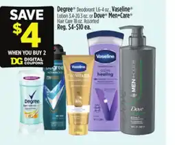 Dollar General Degree Deodorant, Vaseline Lotion or Dove Men+Care Hair Care offer
