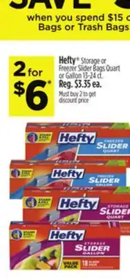 Dollar General Hefty Storage or Freezer Slider Bags Quart or Gallon offer