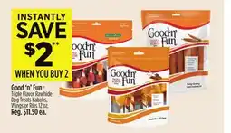 Dollar General Good'n'Fun Triple Flavor Rawhide Dog Treats Kabobs, Wings or Ribs offer
