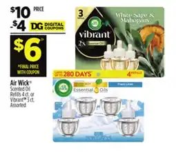 Dollar General Air Wick Scented Oil Refills 4 ct. or Vibrant TM 3 ct offer