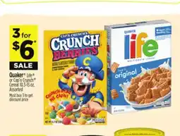 Dollar General Quaker Life or Cap'n Crunch Cereal offer