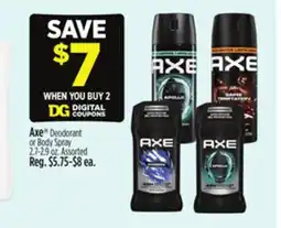 Dollar General Axe Deodorant or Body Spray offer