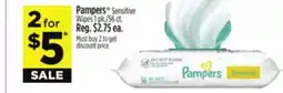 Dollar General Pampers Sensitive Wipes offer