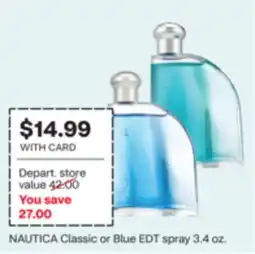 CVS NAUTICA Classic or Blue EDT spray 3.4 oz offer