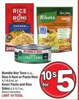 Albertsons Bumble bee tuna, rice a roni or pasta roni or knorr pasta and rice sides offer