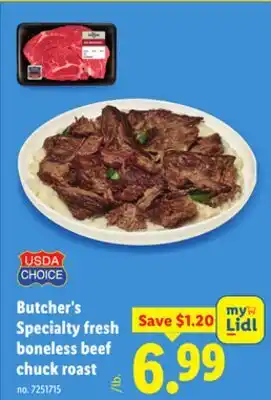 Lidl Butcher's Specialty fresh boneless beef chuck roast offer