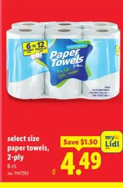 Lidl select size paper towels, 2-ply offer