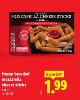 Lidl frozen breaded mozzarella cheese sticks offer