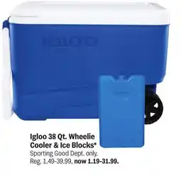 Meijer Igloo 38 Qt. Wheelie Cooler & Ice Blocks offer