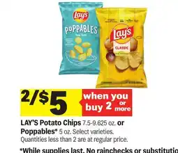 Meijer LAY'S Potato Chips 7.5-9.625 oz. or Poppables* 5 oz offer